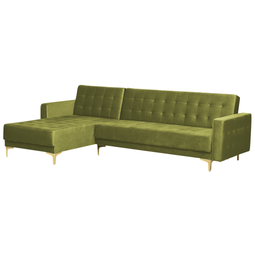 Beliani ABERDEEN - Hoekslaapbank - Groen - Rechterzijde - 267 cm - Fluweel