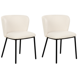 Beliani MINA - Eetkamerstoel set van 2 - Off-white - Polyester