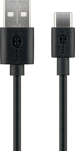 USB-C charging and synchronization cable for all devices with a USB-C port, 3 meters, black