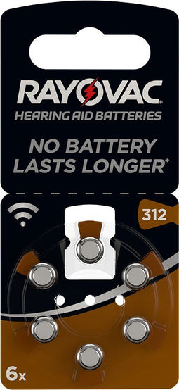Rayovac PR41/312A - Zinc-air hearing aid button cell, 1.4 V