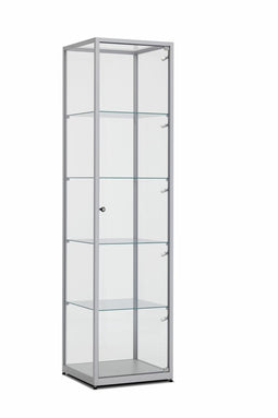 Vitrinekast 184x50x50cm haaks aluminium profiel met glazen top zonder verlichting