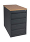 Praktische standcontainer 4 lades diep 60CM kleur Zwart (RAL9005) topblad Havanna