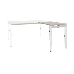 Linesto N3 aanbouwbureau, hoogte instelbaar (65-85cm) met 120x60cm krijtwit zwevend 25mm blad en wit