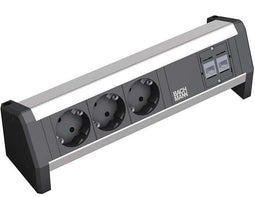 Desk Power Strip 3x stroom + 2x dataDesk Power Strip 3x stroom + 2x data met stroomkabel van 2 meter