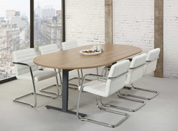 Ovale vergadertafel design T-poot Teez 240x120cm bladkleur Speciale Kleur framekleur Antraciet (Ral