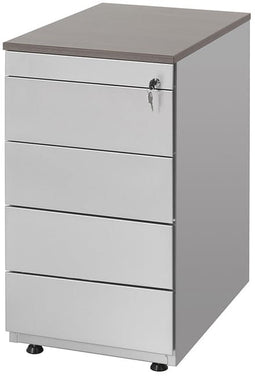 Ladeblok met 4 lades (incl. pennenlade) kleur Aluminium (RAL9006) topblad Speciale Kleur
