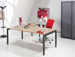 Hoogte verstelbaar hoekbureau Kubus breed 160CM diep 160CM bladkleur Speciale Kleur framekleur Zwart