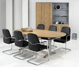 Hoogte verstelbare ovale t-poot vergadertafel Work breed 240CM diep 120CM bladkleur Speciale Kleur f