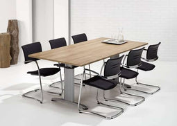 Hoogte verstelbare rechthoekige T-poot vergadertafel Work 200x100cm breed diep bladkleur Speciale Kl