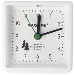 Quartz alarm clock white with light and snooze button, with battery, made in the Black Forest, Made
