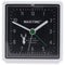 Quartz alarm clock white with light, with black dial, with battery, Made in Germany, Made in Black F