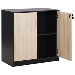 Beliani ZEHNA - Sideboard 2 deuren - Lichthout/Zwart - Vezelplaat