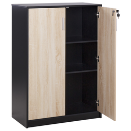 Beliani ZEHNA - Sideboard - Lichthout/Zwart - 117 cm - Vezelplaat