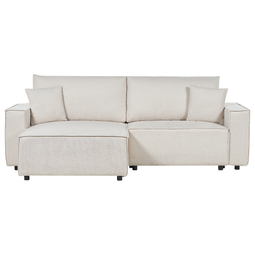Beliani KARILA - Hoekbank met slaapfunctie - Beige - Rechtszijdig - Polyester