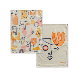 Happy Friday Tea towel (2 pc) Anatomy 70x50 cm Multicolor