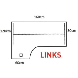 ABC Kantoormeubelen Los 25 mm melamine bureaublad Wing 160x120 rechts Antraciet Eiken
