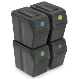Keden Afvalscheidingsbakken - 4x20L - grijs - Keden Afvalscheidingsbakken - 4x20L - grijs