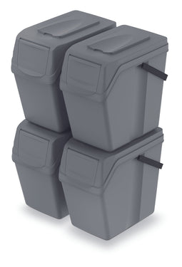 Keden Afvalscheidingsbakken - 4x25L - grijs - Keden Afvalscheidingsbakken - 4x25L - grijs