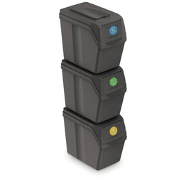 Keden Afvalscheidingsbakken - 3x20L - grijs - Keden Afvalscheidingsbakken - 3x20L - grijs