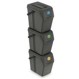 Keden Afvalscheidingsbakken - 3x25L - grijs - Keden Afvalscheidingsbakken - 3x25L - grijs