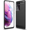 Hoesje Geschikt voor Samsung S21 Ultra Backcover Carbon Style Siliconen Case TPU Hoesje Zwart