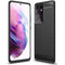 Hoesje Geschikt voor Samsung S21 Ultra Backcover Carbon Style Siliconen Case TPU Hoesje Zwart