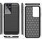 Hoesje Geschikt voor Samsung S21 Ultra Backcover Carbon Style Siliconen Case TPU Hoesje Zwart