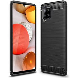 Hoesje Geschikt voor Samsung A42 5G Backcover Carbon Style Siliconen Case TPU Hoesje Zwart