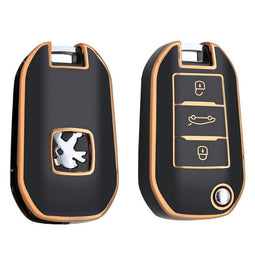 Autosleutel hoesje Duurzaam TPU Sleutelcover - - Geschikt voor Opel -zw-goud- A3