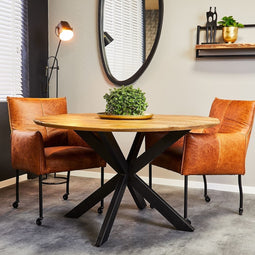 Homestylingshop Ronde eettafel - Eettafel Isa - Eetkamertafel mangohout 130 cm - eettafel