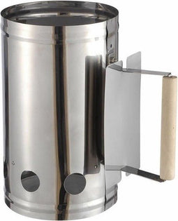 RVS Barbecue Briketten Starter - Houten Handvat - 27 x 17 cm