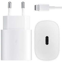 Samsung Originele USB-C naar USB-C kabel - 1 meter - 25 Watt - Wit + Originele Fast Charging Adapter