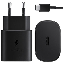 Samsung Originele USB-C naar USB-C kabel - 1.8 meter - 25 Watt - Zwart + Originele Fast Charging Ada