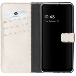 Selencia Echt Lederen Bookcase Samsung Galaxy A22 (5G) - Lichtgrijs