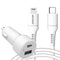 Accezz Car Charger met Lightning naar USB-C kabel - Autolader - MFi certificering - 20 Watt - 1 mete