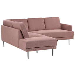 Beliani BREDA - Hoekbank 4-zits - Oudroze - Rechtszijdig - Polyester