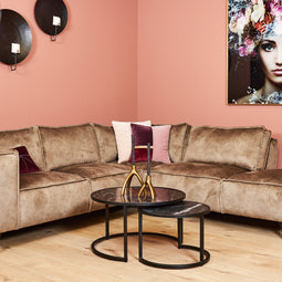 Homestylingshop Salontafel marmer - Salontafel zwart 70 cm - Salontafel Nova