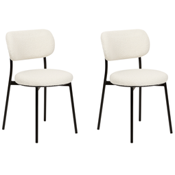Beliani CASEY - Eetkamerstoelen set van 2 - Off-white - Bouclé