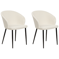 Beliani MASON - Eetkamerstoel set van 2 - Off-white - Polyester