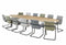 Vergadertafel Victory ellips 420x120 cm op 3 poten frame Antraciet (Ral 7016) blad Robson Eiken