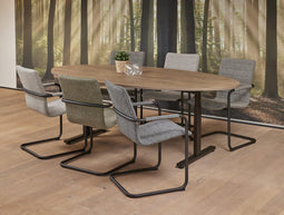 ABC Kantoormeubelen Vergadertafel Quick ellips 220x110cm frame Aluminium (RAL9006) blad Havanna