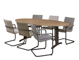 ABC Kantoormeubelen Vergadertafel Work ellips 220x110cm frame Zwart (RAL9005) blad Noten Hickory