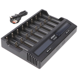 8-way quick charger for 1-8 Li-ion 3.6 and 3.7V battery, charging current max. 3A, charges batteries