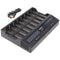 8-way quick charger for 1-8 Li-ion 3.6 and 3.7V battery, charging current max. 3A, charges batteries