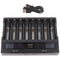 8-way quick charger for 1-8 Li-ion 3.6 and 3.7V battery, charging current max. 3A, charges batteries