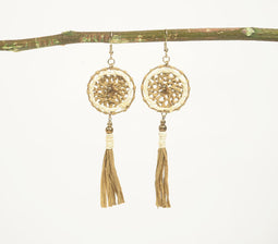 Raffia Tasseled Dangle Earrings