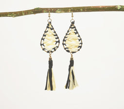 Raffia Tasseled Drop Dangle Earrings