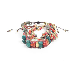 Retro Beaded Boho Cluster Bracelet