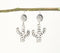 Silver-Toned Brass Floral-Cacti Dangle Earrings