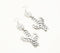 Silver-Toned Brass Floral-Cacti Dangle Earrings